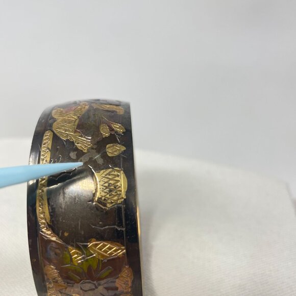 Etched Elephant Brass Bangle Bracelet Novelty Animal Jungle‎ Safari - Picture 8 of 11